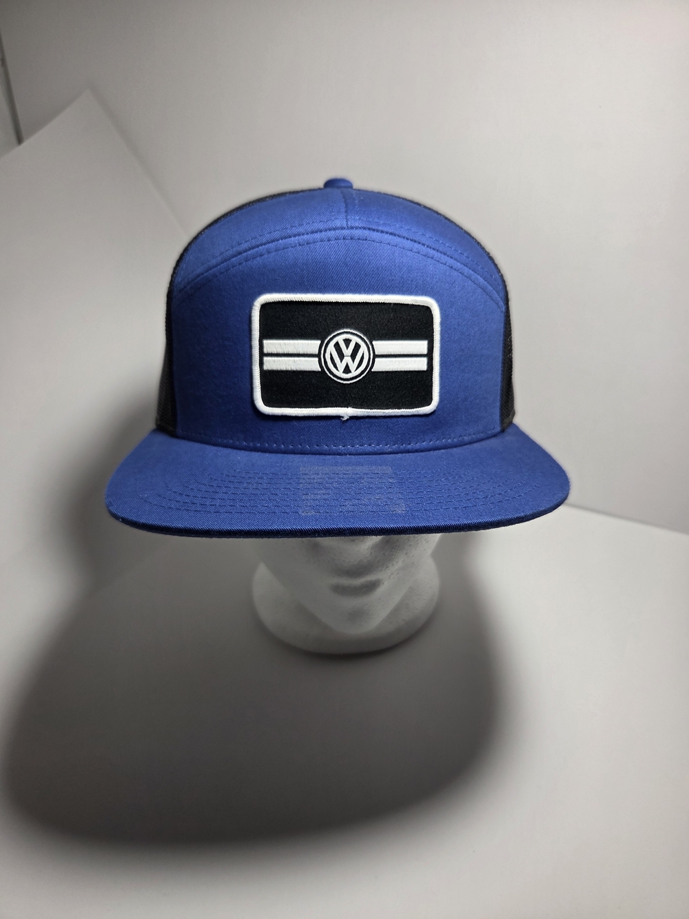 Volkswagen VW Richardson 168 7-Panel Trucker Hat Blue Black Snapback Cap
